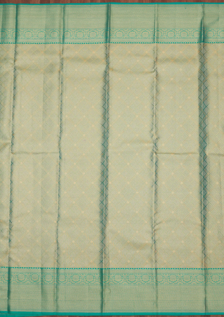 Rama Green Zariwork Pure Silk Saree-Koskii