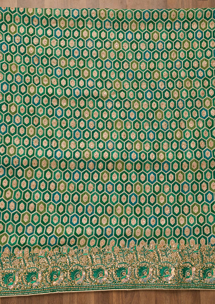 Rama Green Cutdana Georgette Unstitched Salwar Suit-Koskii