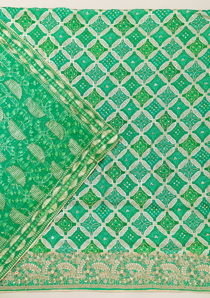 Rama Green Cutdana Semi Crepe Unstitched Salwar Suit-Koskii
