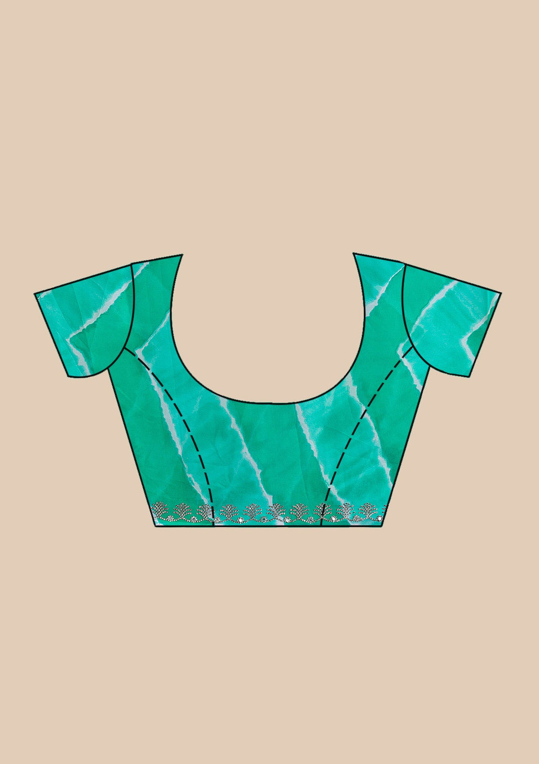 Rama Green Printed Georgette Saree-Koskii