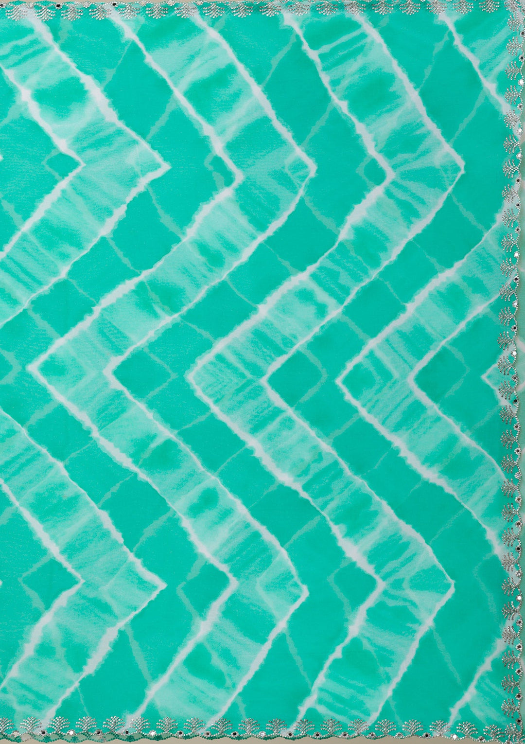 Rama Green Printed Georgette Saree-Koskii