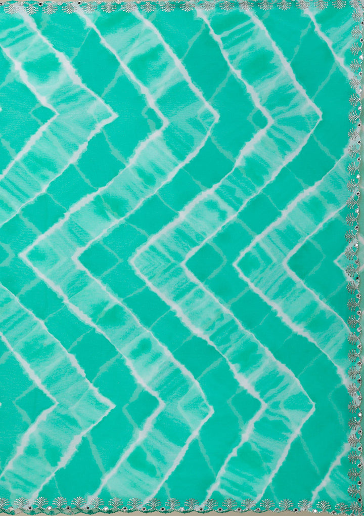 Rama Green Printed Georgette Saree-Koskii