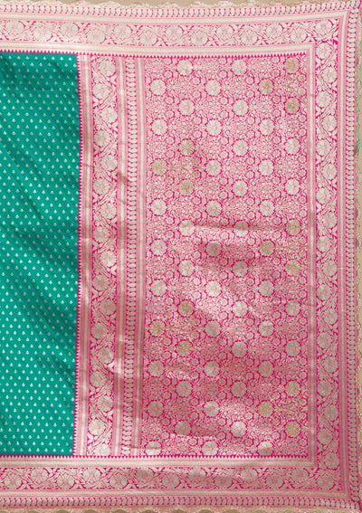 Rama Green Stonework Soft Silk Saree