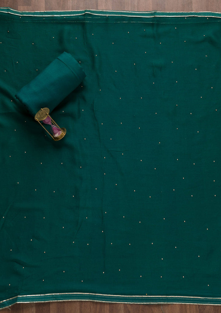 Rama Green Stonework Tissue Unstitched Salwar Suit-Koskii