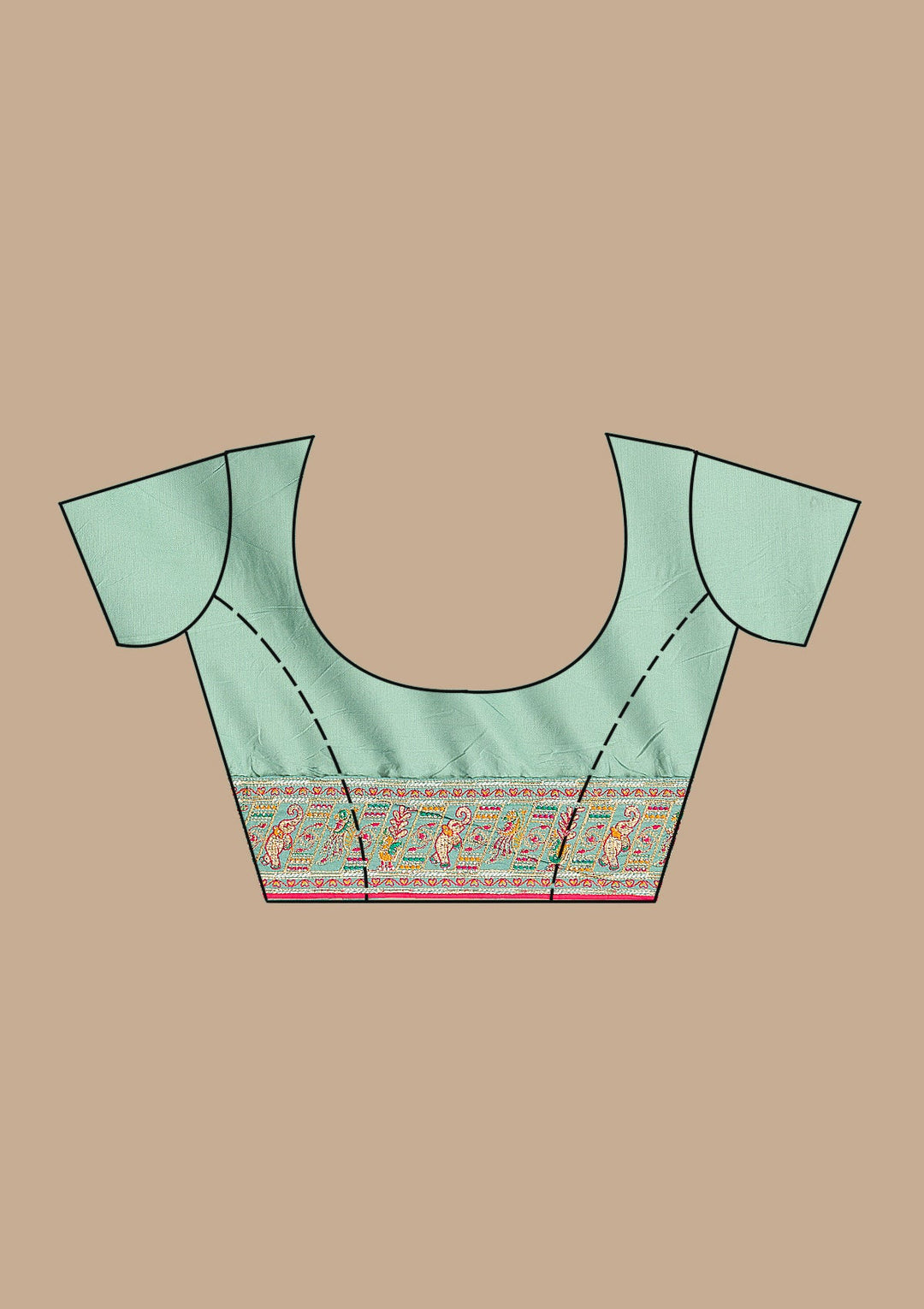 Rama Green Threadwork Soft Silk Saree-Koskii