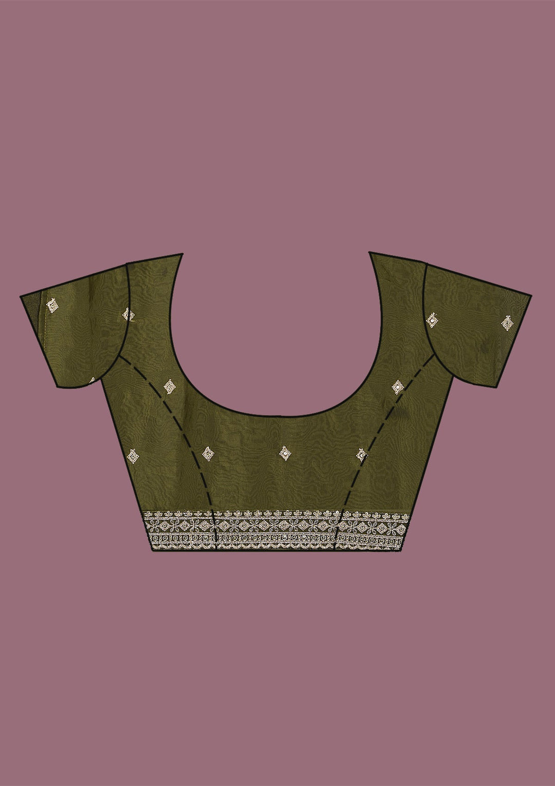 Rama Green Threadwork Tissue Saree-Koskii