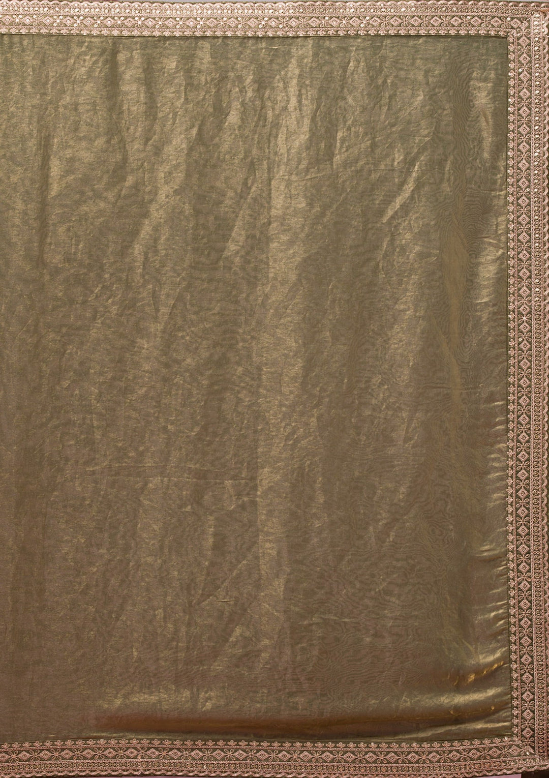 Rama Green Threadwork Tissue Saree-Koskii