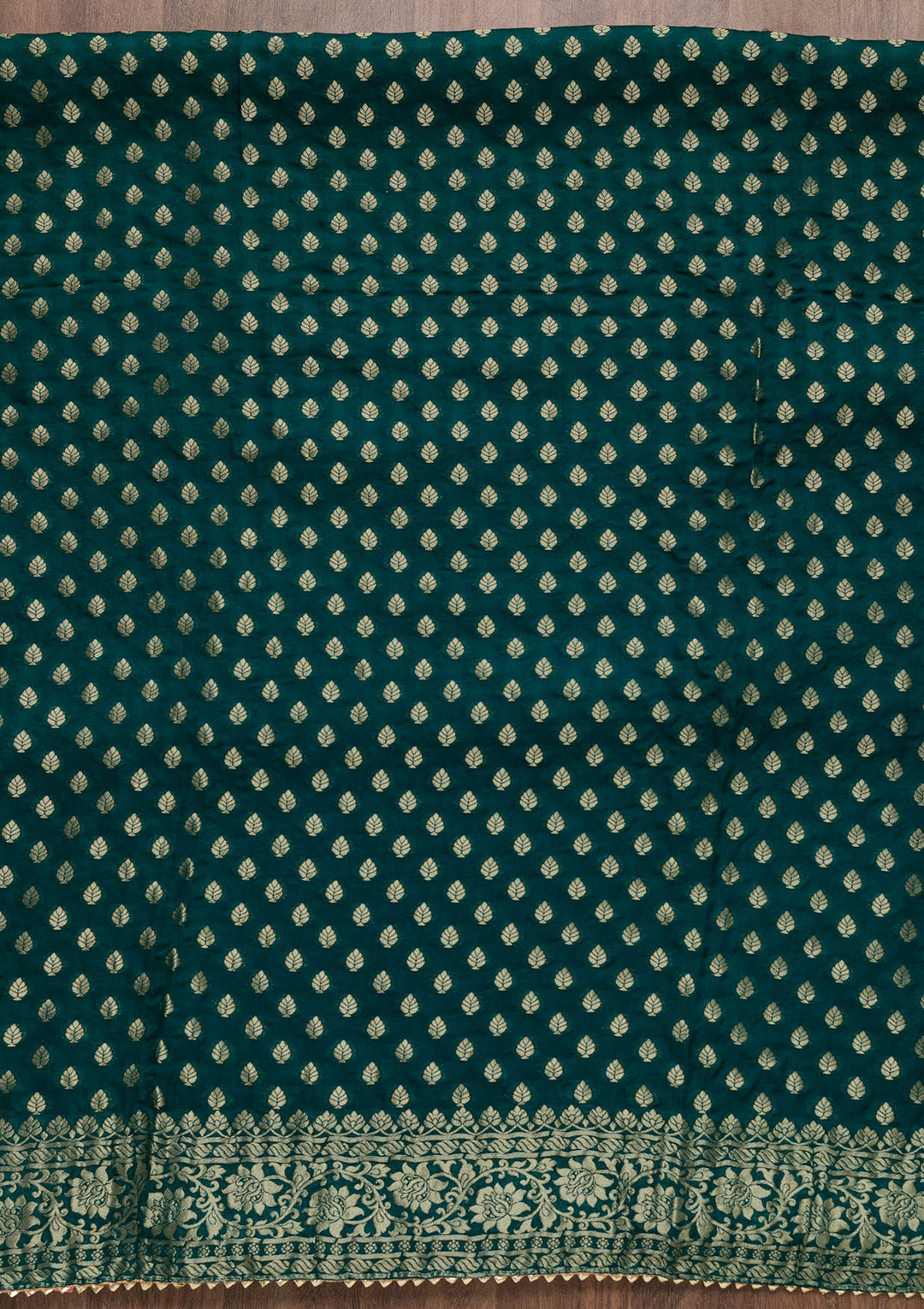 Rama Green Zariwork Banarasi Unstitched Salwar Suit-Koskii