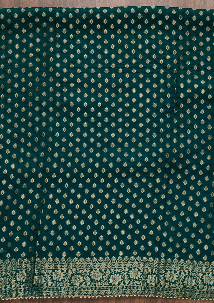 Rama Green Zariwork Banarasi Unstitched Salwar Suit-Koskii