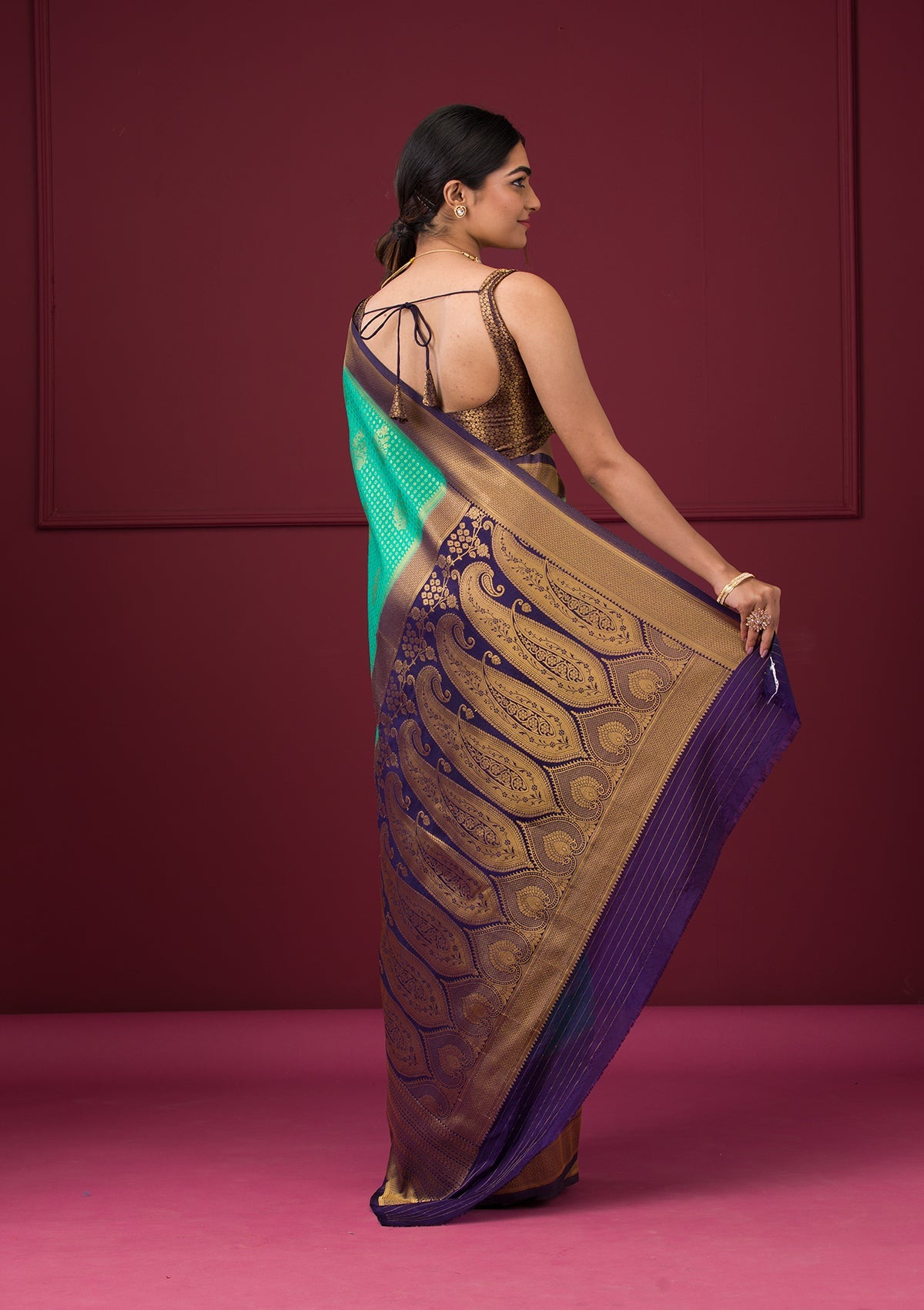 Rama Green Zariwork Georgette Saree