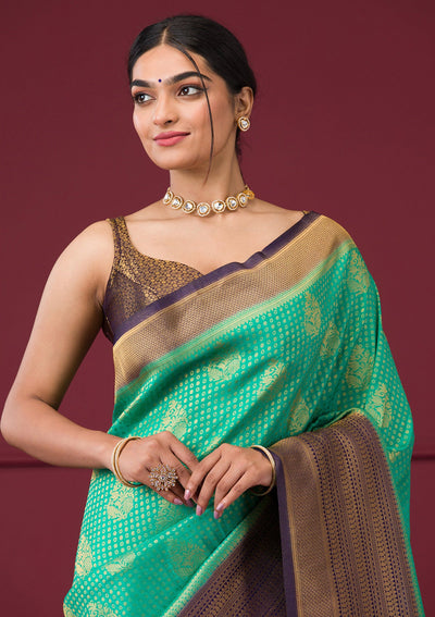 Rama Green Zariwork Georgette Saree