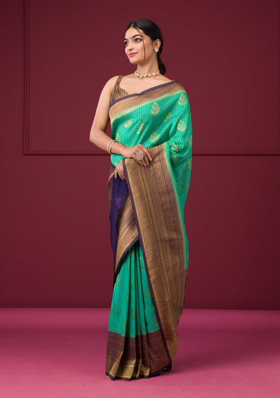 Rama Green Zariwork Georgette Saree