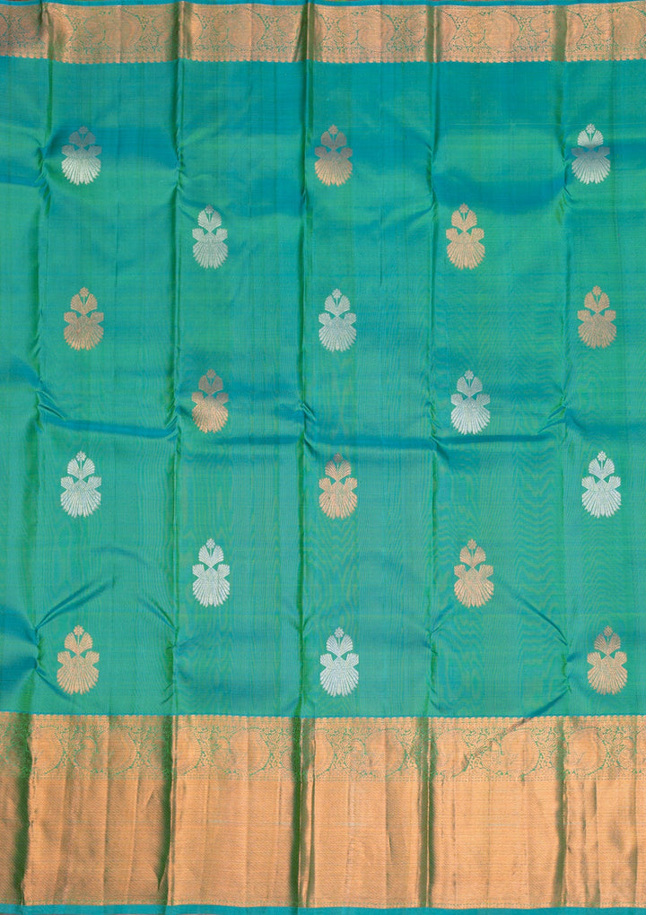 Rama Green Gold Zariwork Pure Silk Saree - Koskii