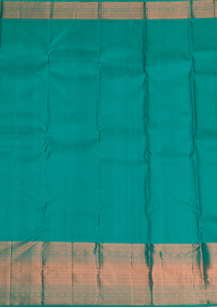Rama Green Copper Zariwork Pure Silk Saree - Koskii