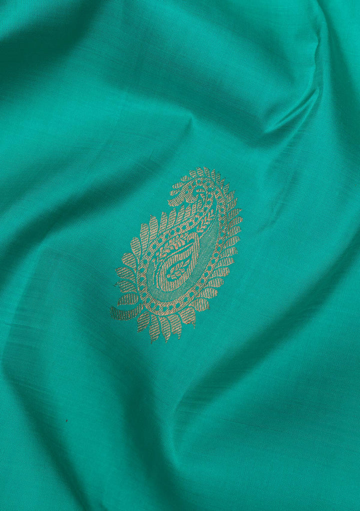 Rama Green Copper Zariwork Pure Silk Saree - Koskii
