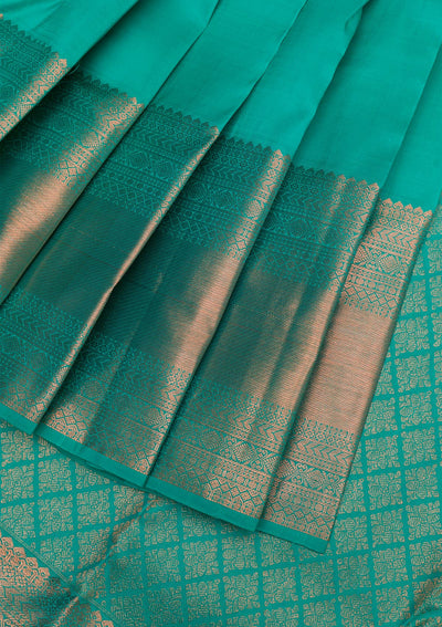 Rama Green Copper Zariwork Pure Silk Saree - Koskii