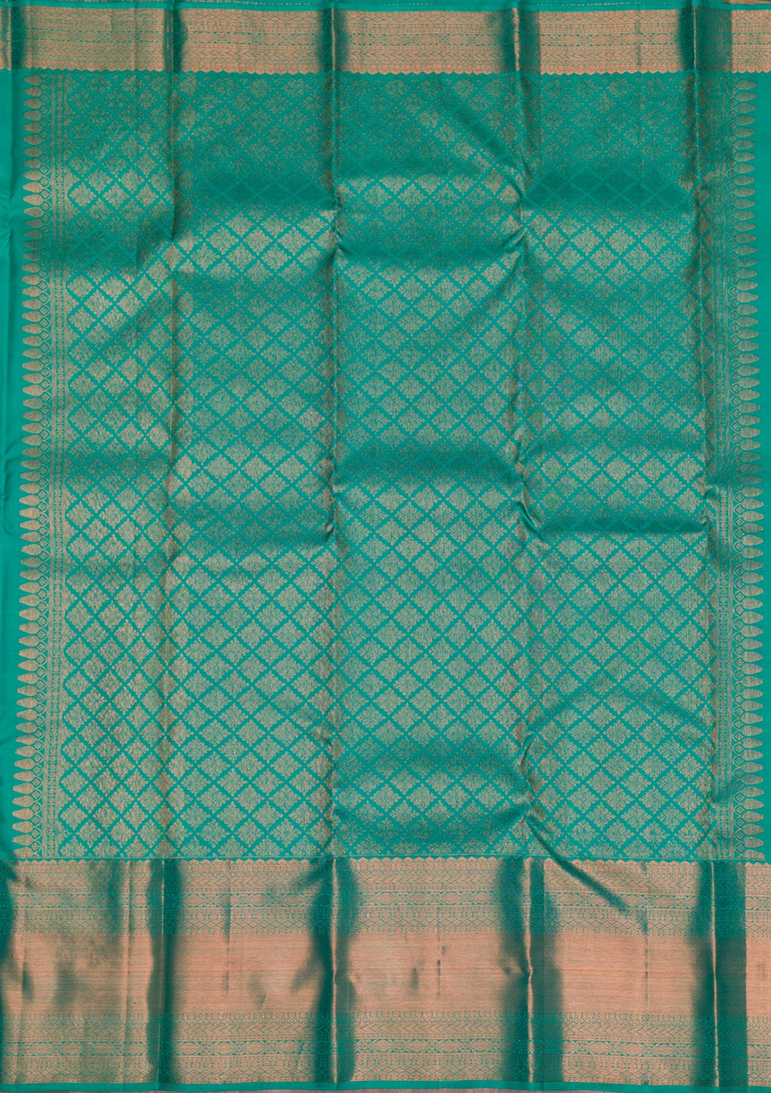 Rama Green Copper Zariwork Pure Silk Saree - Koskii