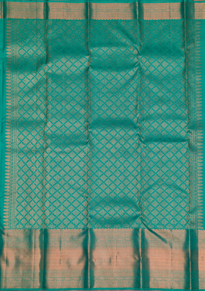Rama Green Copper Zariwork Pure Silk Saree - Koskii