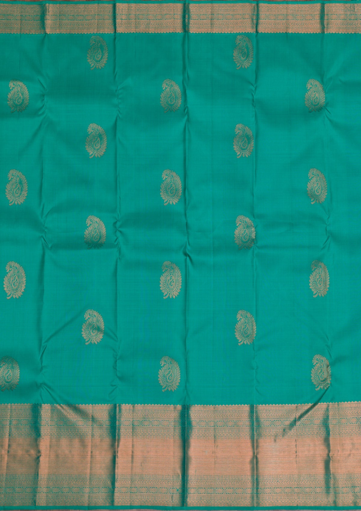 Rama Green Copper Zariwork Pure Silk Saree - Koskii