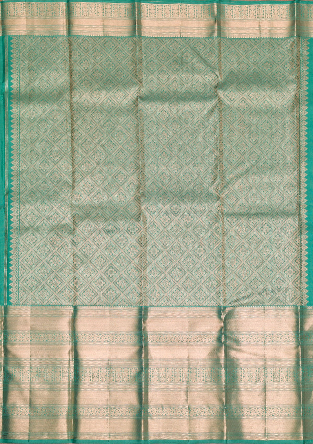 Rama Green Gold Zariwork Pure Silk Saree - Koskii