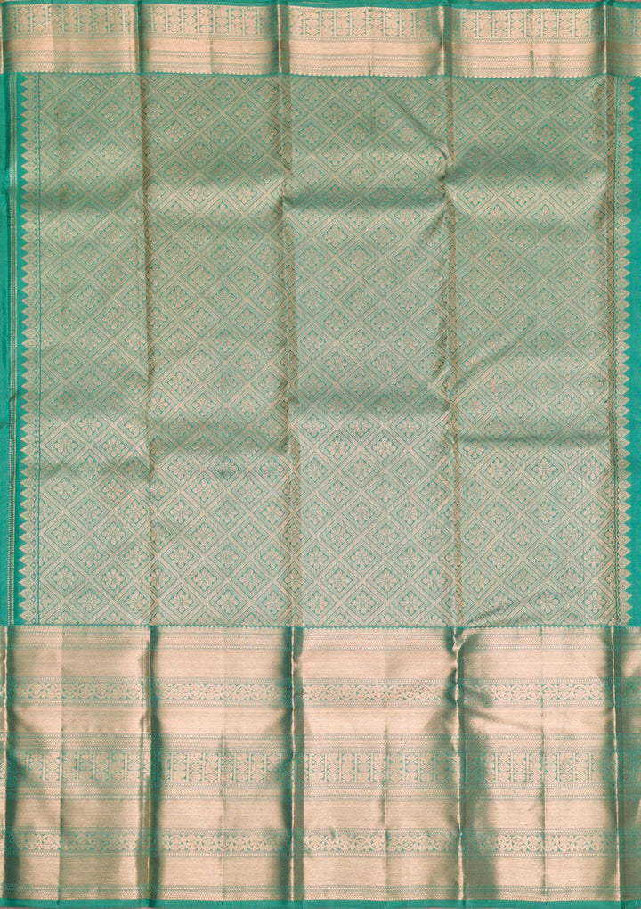 Rama Green Gold Zariwork Pure Silk Saree - Koskii