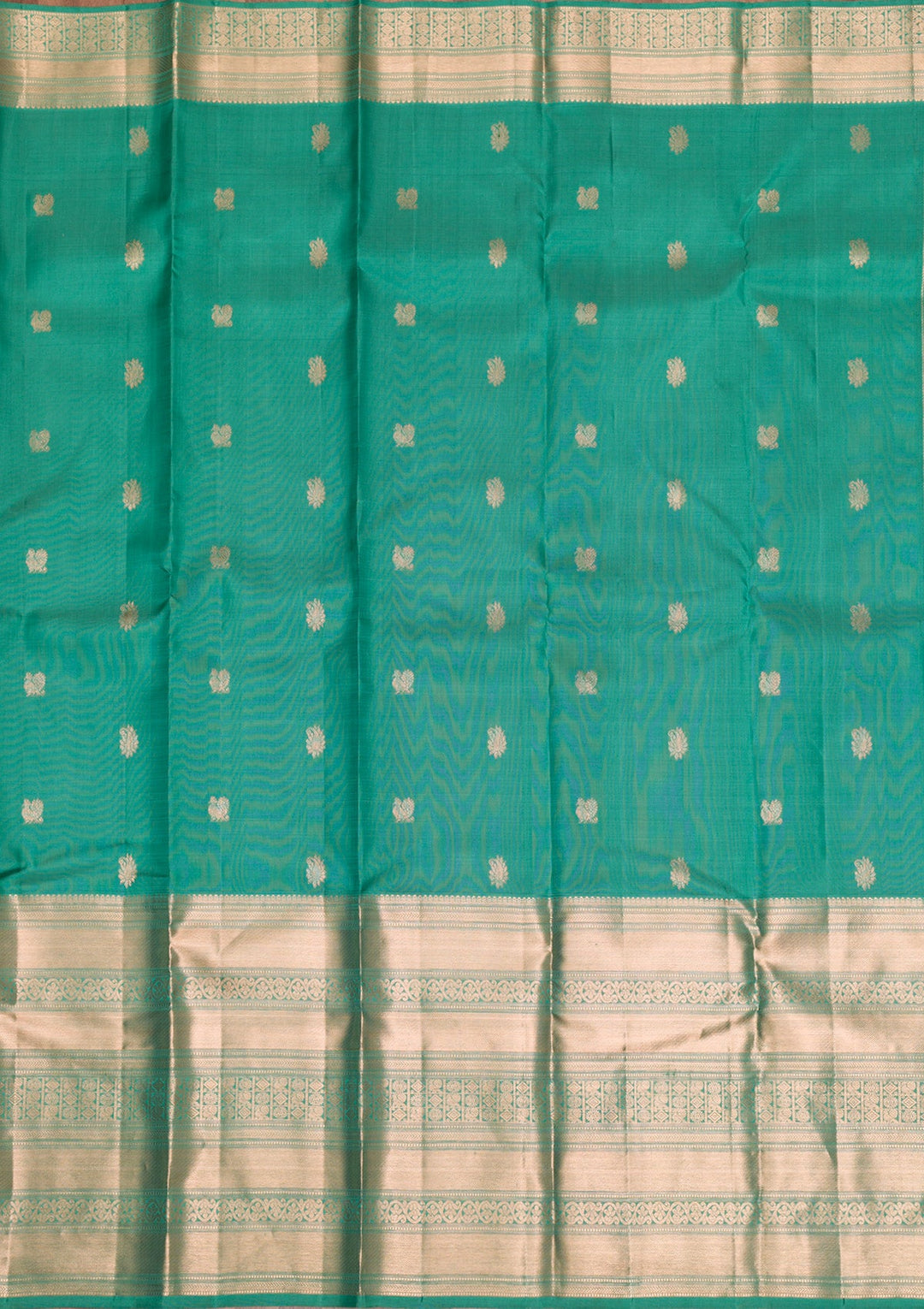 Rama Green Gold Zariwork Pure Silk Saree - Koskii