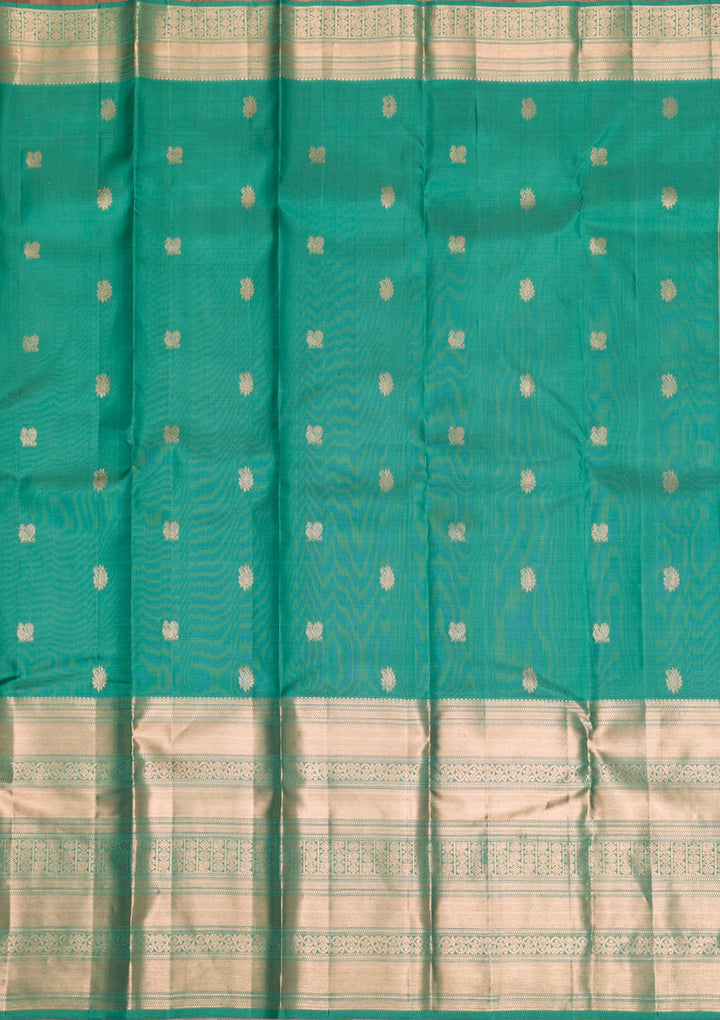 Rama Green Gold Zariwork Pure Silk Saree - Koskii