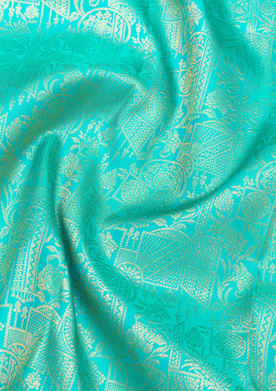 Rama Green Zariwork Pure Silk Saree-Koskii