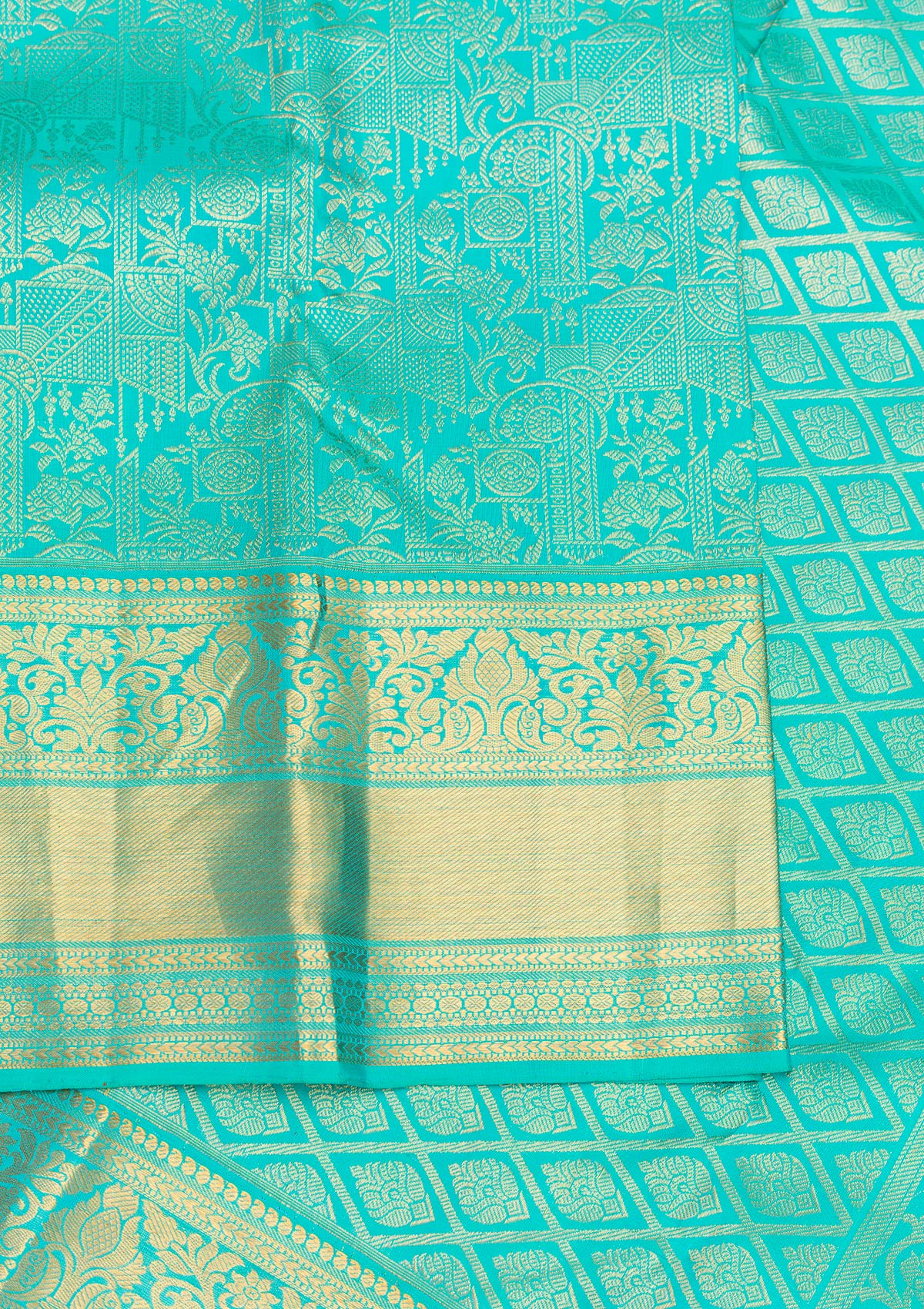 Rama Green Zariwork Pure Silk Saree-Koskii