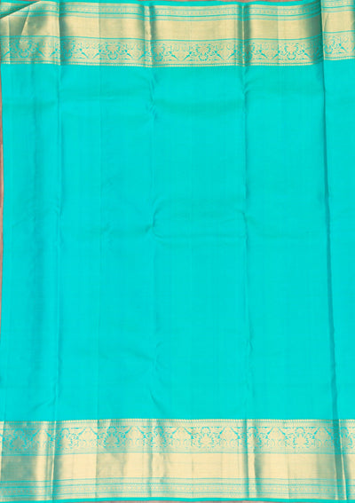 Rama Green Zariwork Pure Silk Saree-Koskii