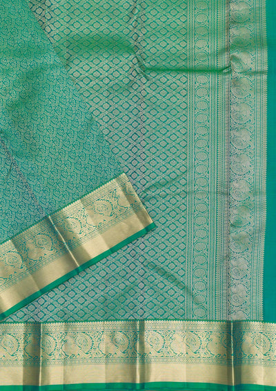 Rama Green Zariwork Pure Silk Saree-Koskii