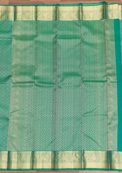 Rama Green Zariwork Pure Silk Saree-Koskii