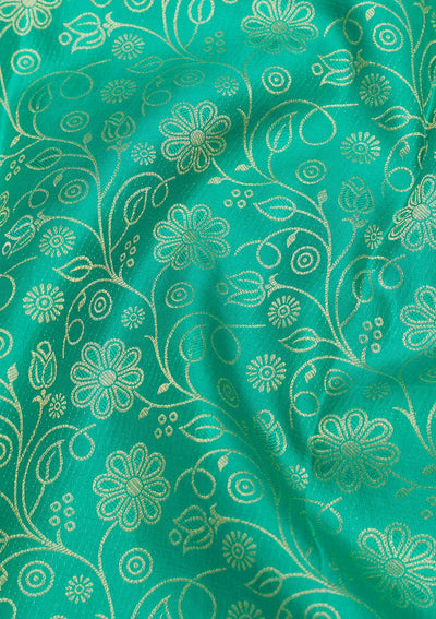 Rama Green Zariwork Pure Silk Saree-Koskii