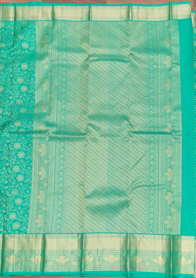 Rama Green Zariwork Pure Silk Saree-Koskii