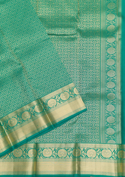 Rama Green Zariwork Pure Silk Saree-Koskii