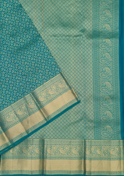 Rama Green Zariwork Pure Silk Saree-Koskii