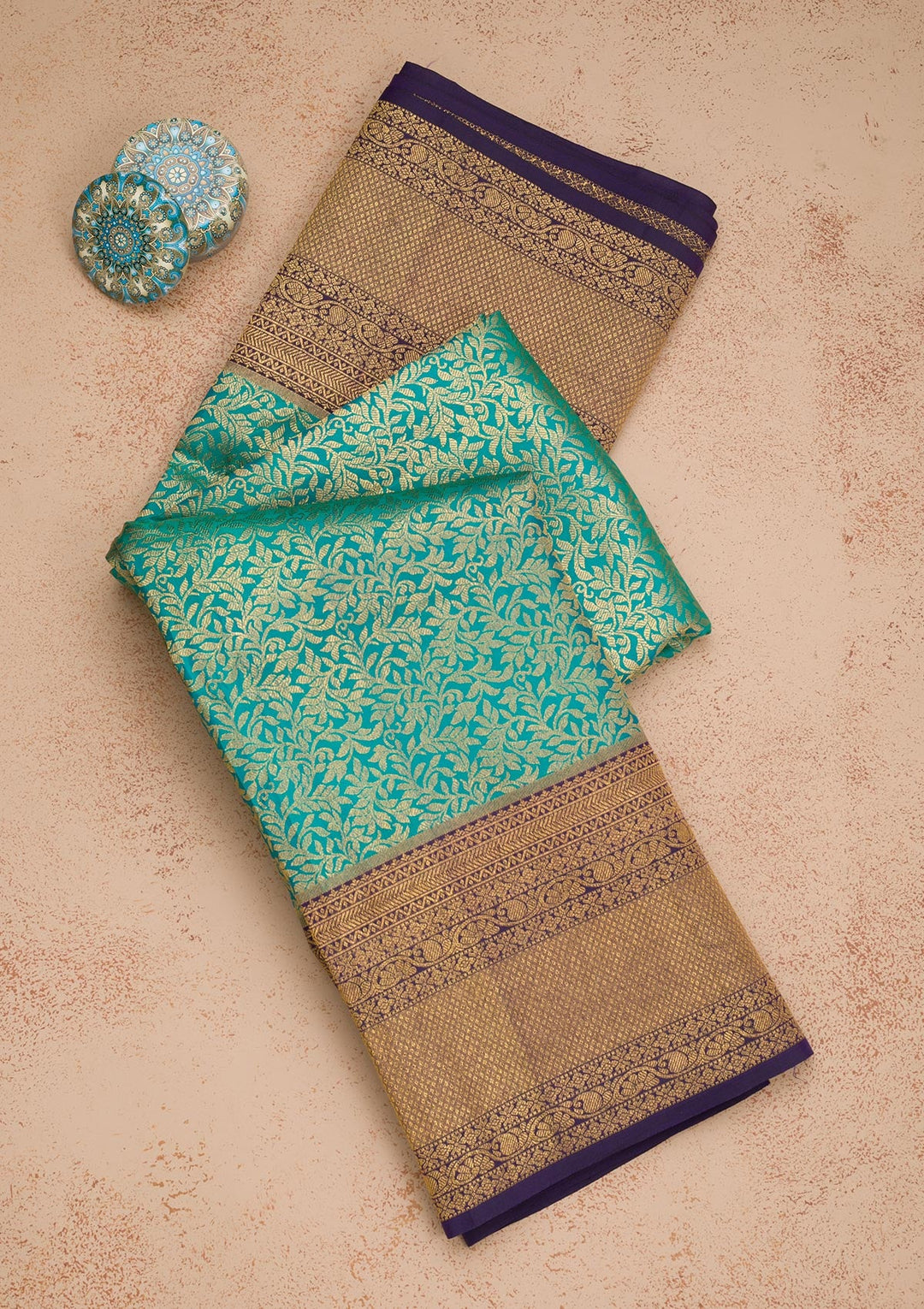 Rama Green Zariwork Pure Silk Saree-Koskii