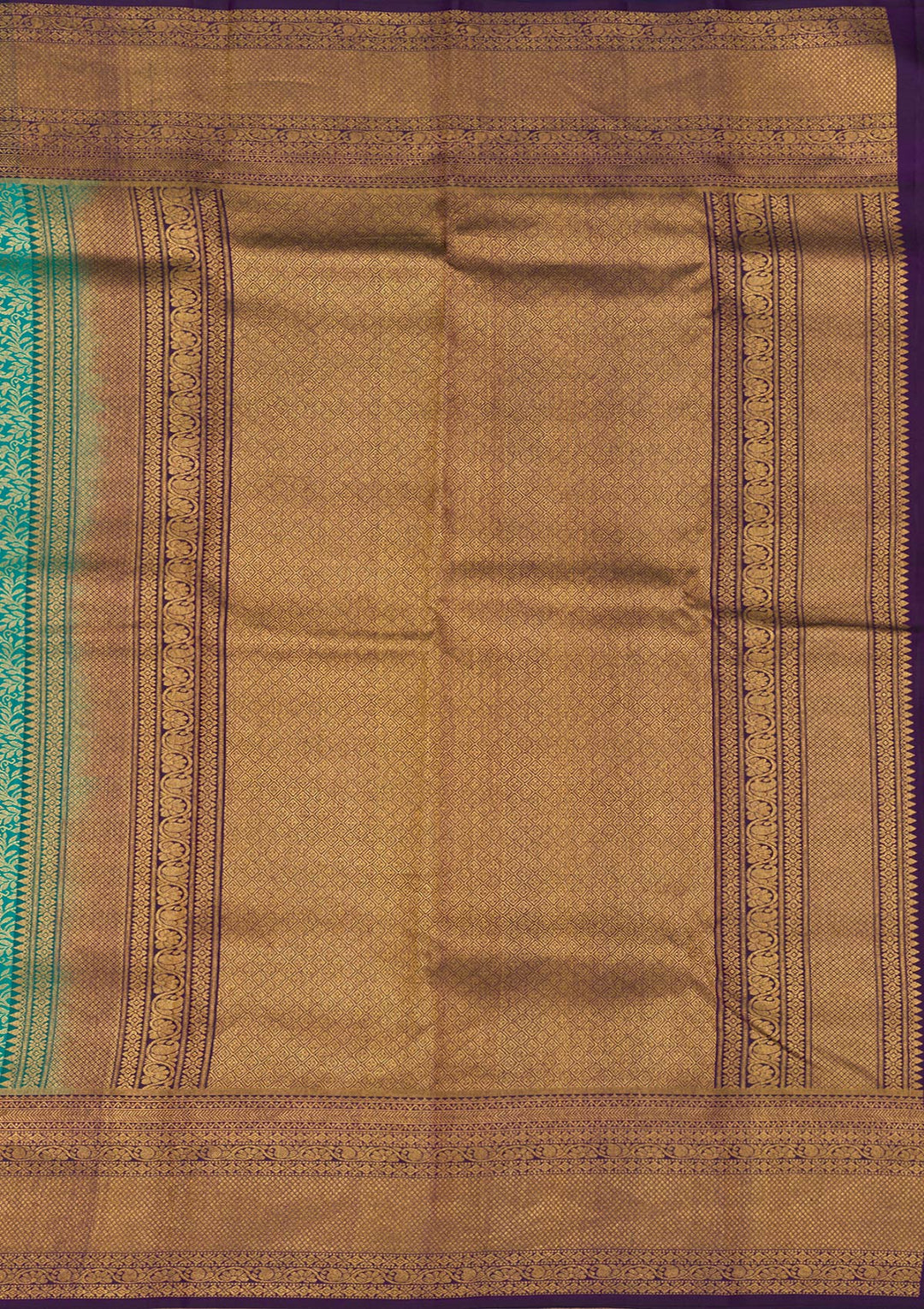 Rama Green Zariwork Pure Silk Saree-Koskii