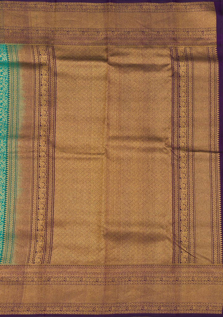 Rama Green Zariwork Pure Silk Saree-Koskii