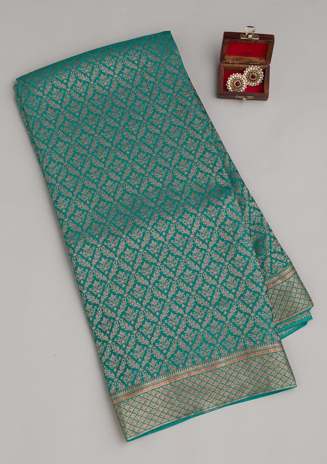 Rama Green Zariwork Pure Silk Saree-Koskii