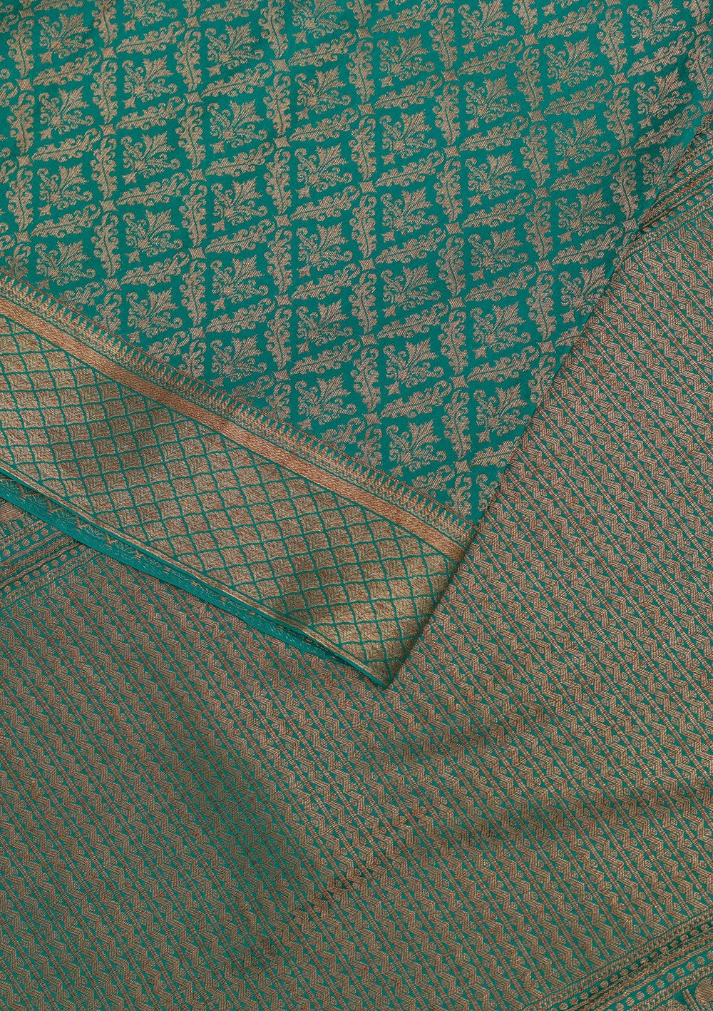 Rama Green Zariwork Pure Silk Saree-Koskii