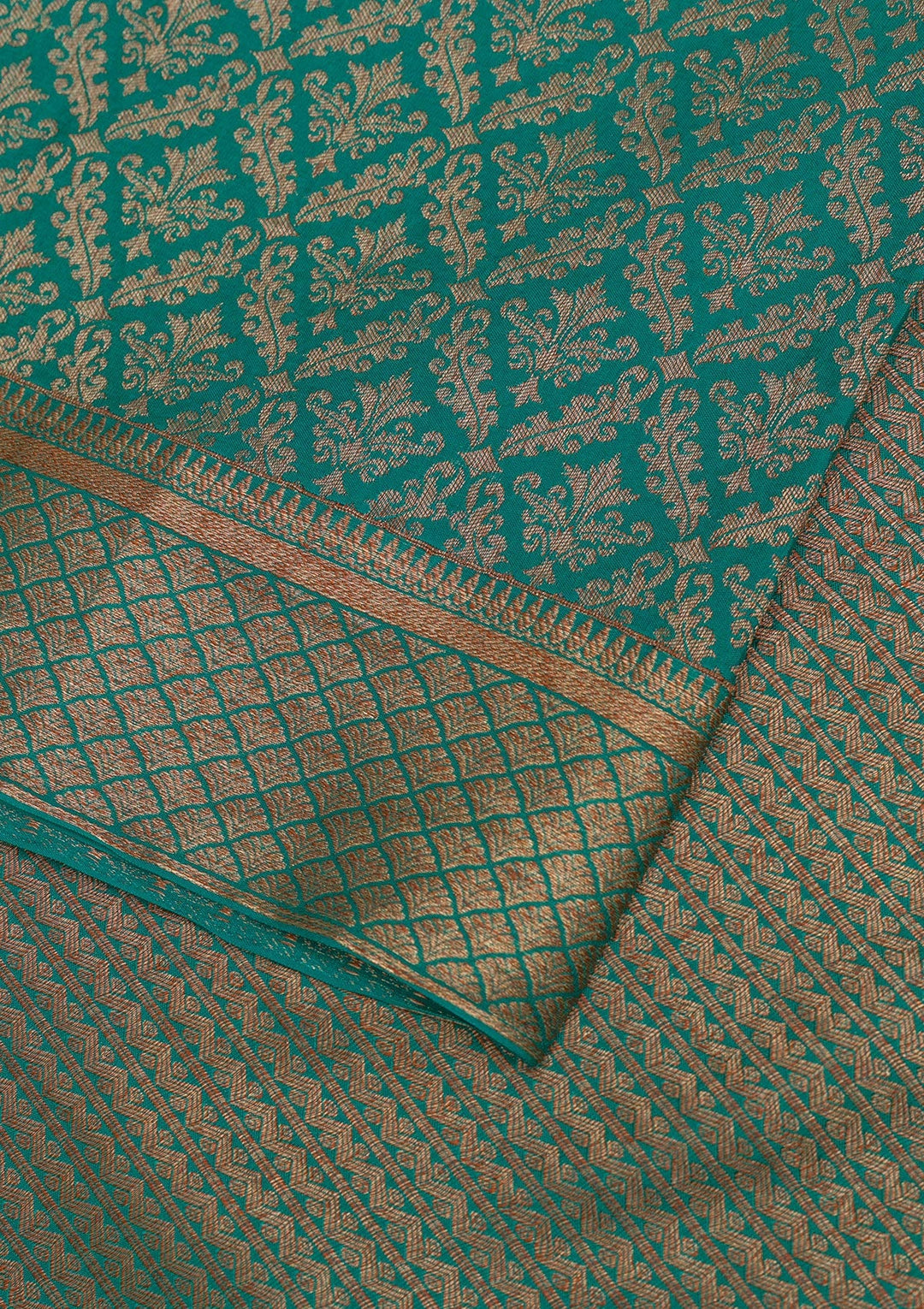 Rama Green Zariwork Pure Silk Saree-Koskii