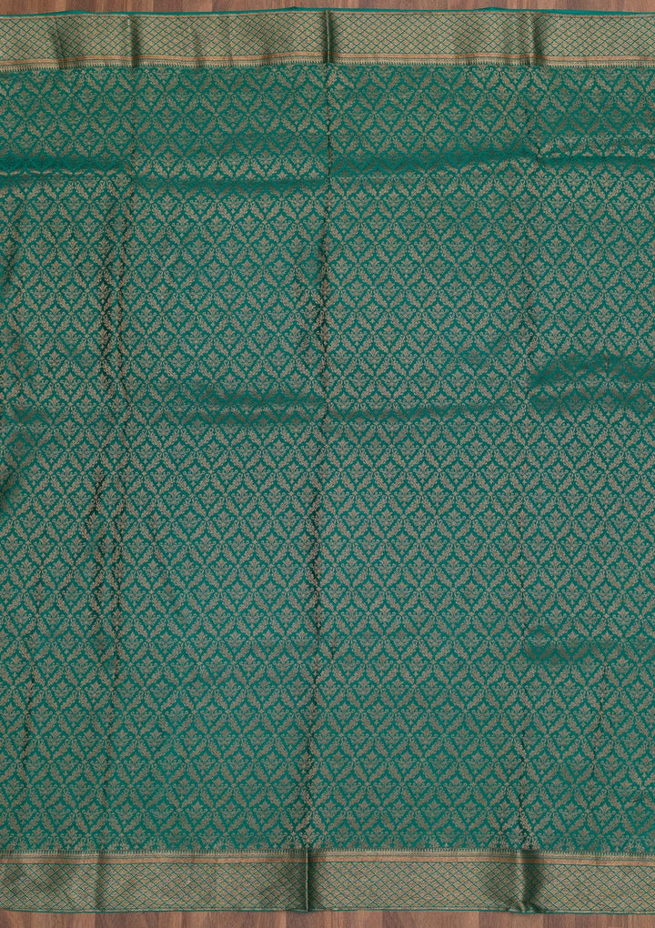 Rama Green Zariwork Pure Silk Saree-Koskii