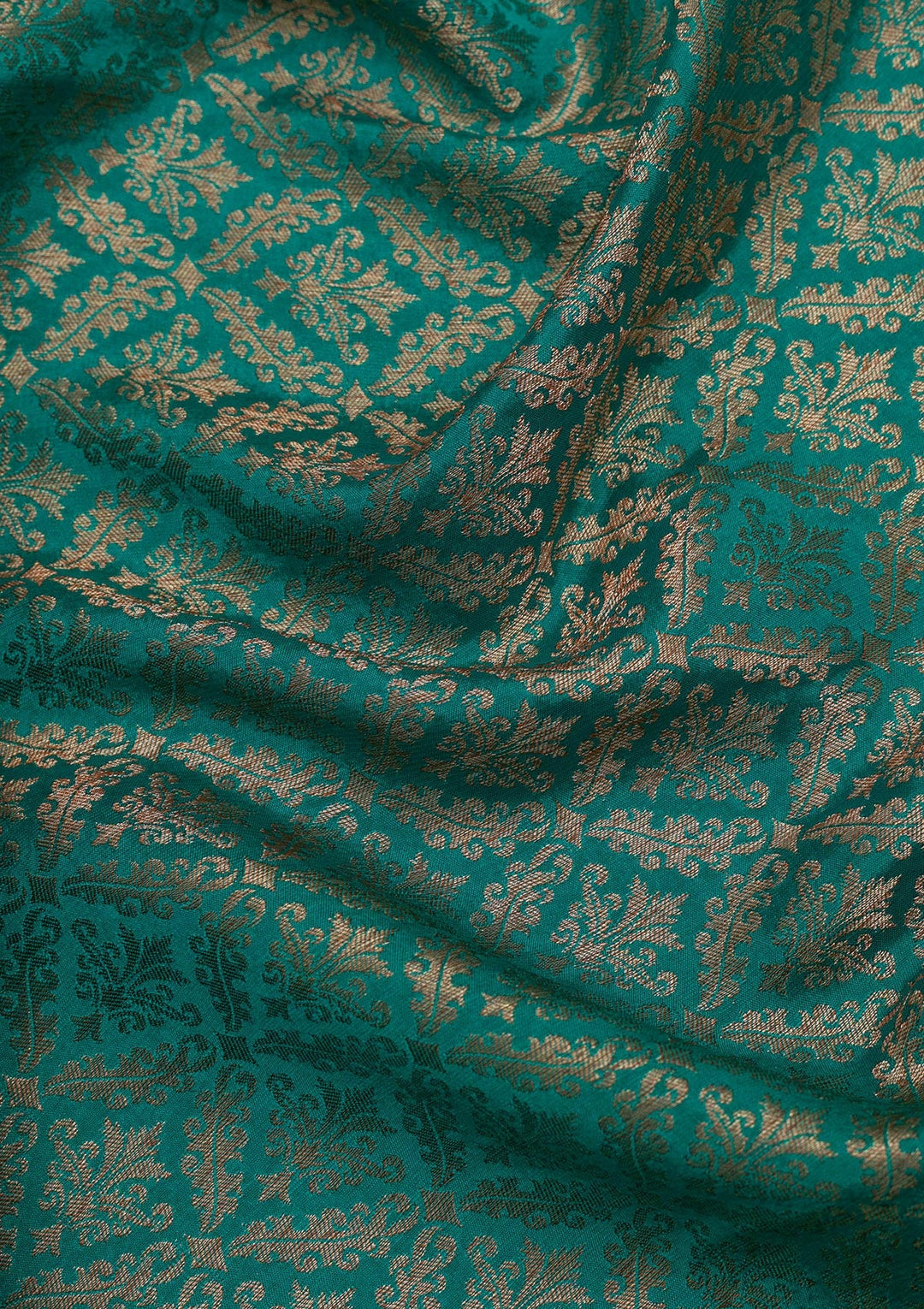 Rama Green Zariwork Pure Silk Saree-Koskii