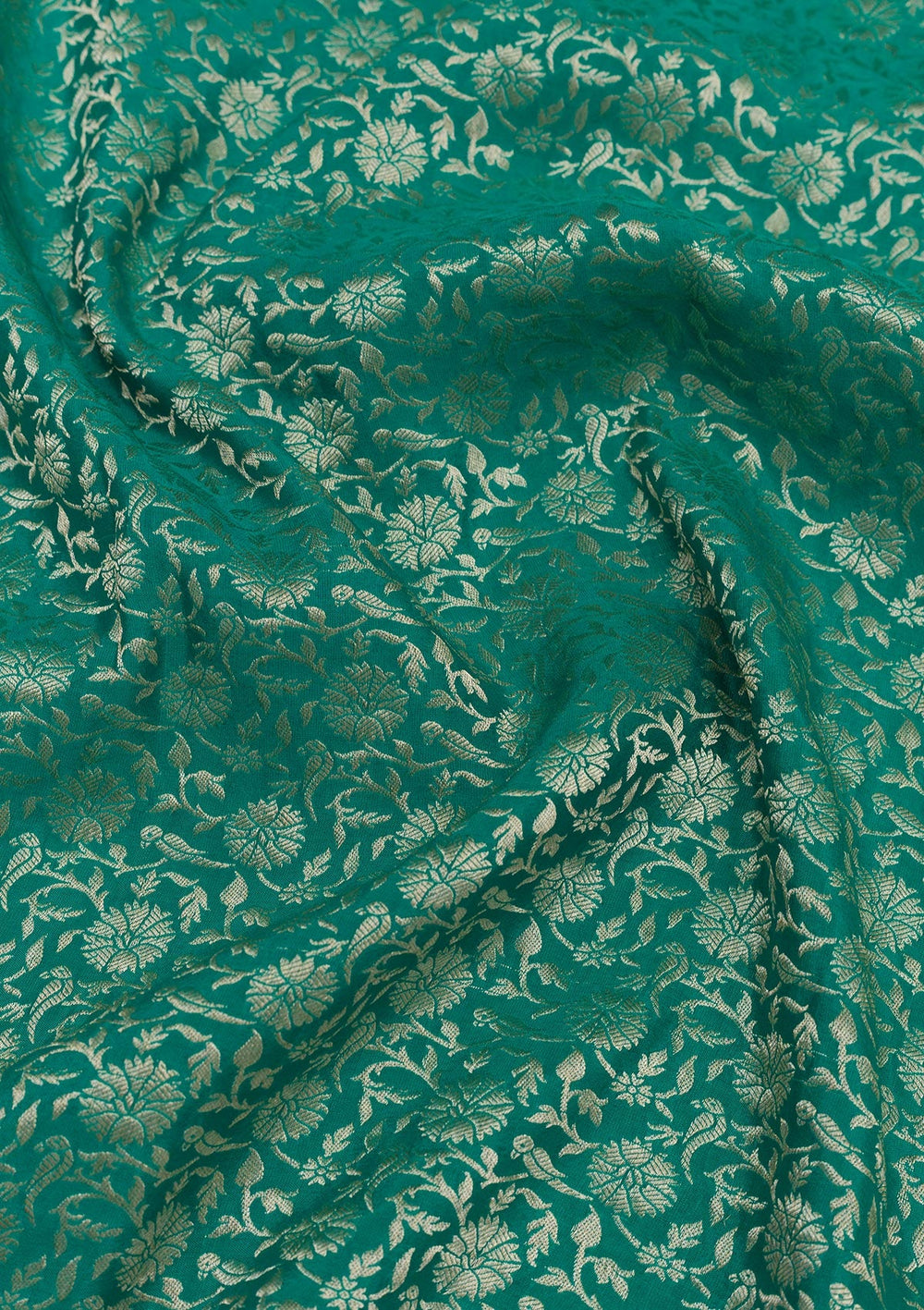 Rama Green Zariwork Pure Silk Saree-Koskii