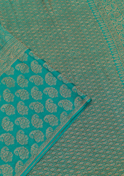 Rama Green Zariwork Pure Silk Saree-Koskii