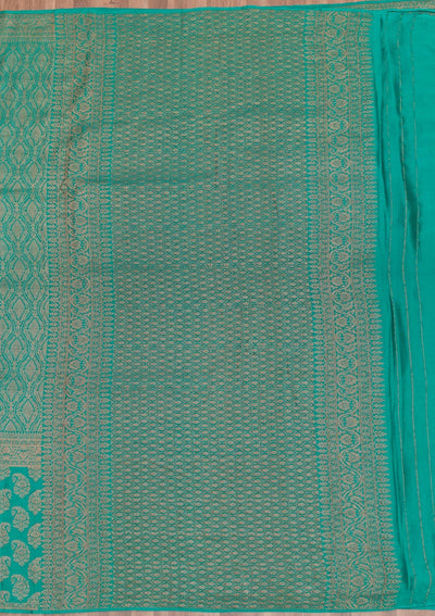 Rama Green Zariwork Pure Silk Saree-Koskii