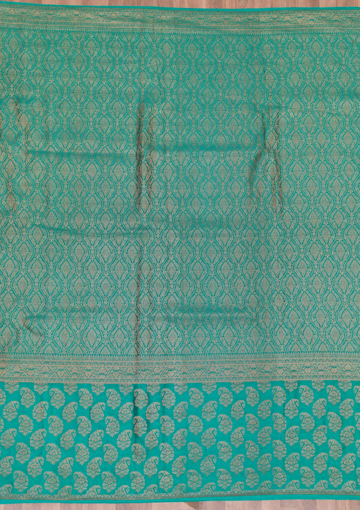 Rama Green Zariwork Pure Silk Saree-Koskii