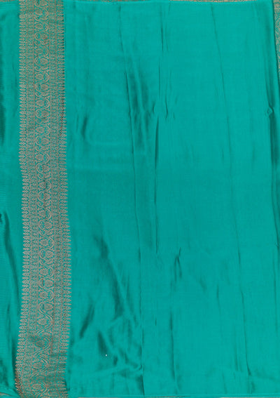 Rama Green Zariwork Pure Silk Saree-Koskii