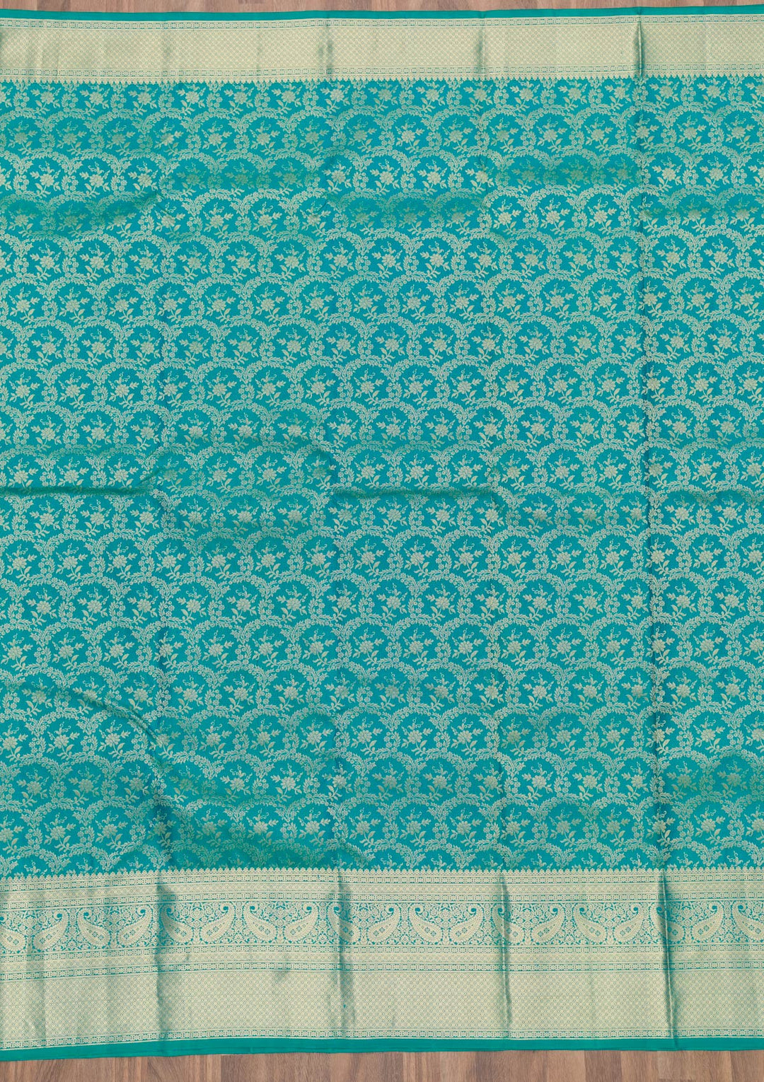 Rama Green Zariwork Pure Silk Saree-Koskii